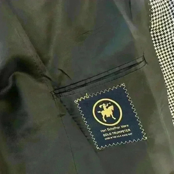 100% cashmere LORO PIANA black and white houndstooth SIZE 43R two button blazer - Picture 6 of 8